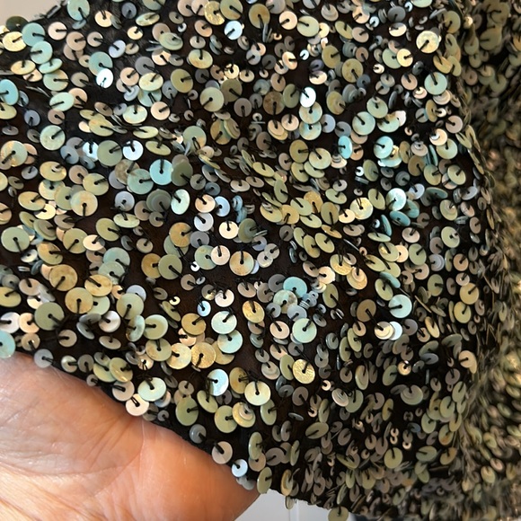 Anthropology! Carin Bahl astronomy black sequin sleeveless shift dress size 8 - Picture 8 of 9